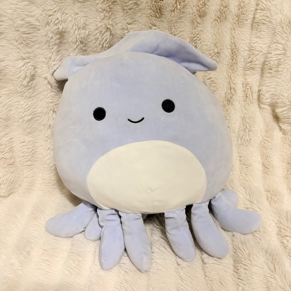 Squishmallow Stacy the Squid – 12” Plush| No Tag | Pastel Blue Squid |